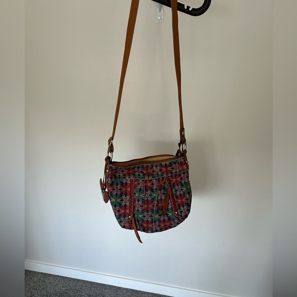 Fossil Floral Crossbody Bag Multicolor Boho Adjustable Strap